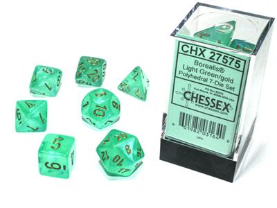 Borealis Polyhedral Light Green/Gold Luminary 7-Die Set