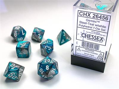 Gemini Polyhedral Steel-Teal/White 7-Die Set