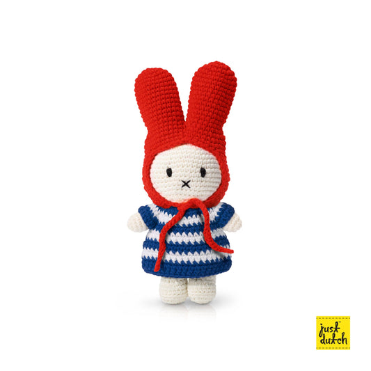 Miffy Blue Striped Dress and Red Hat Plush