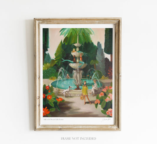 Janet Hill: Selfie At The Mermaid Public Fountain Art Print